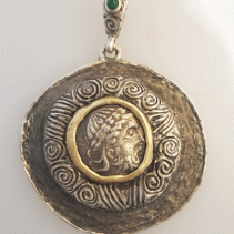 Celtic AR Tetradrachm Sterling Silver and 14kt Gold Pendant