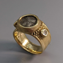 Janiform, AR Diobol, 14kt Gold Ring