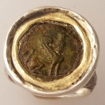 Sphinx Bronze SS/14kt Gold Ring