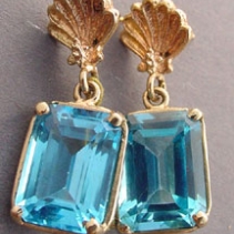 Blue Topaz, 14kt Gold Earrings