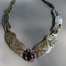 Sterling Silver Celtic Necklace with Amethyst
