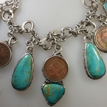 Old US Pennies and Turquoise SS Necklace