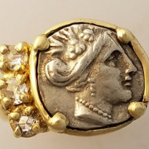 Histiaia, Ancient coin, 14kt Gold Ring