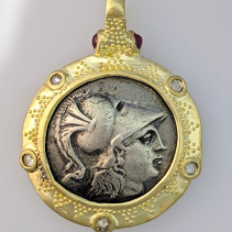 Athena Pamphylia, AR Tetradrachm, 14kt Gold Reversible Pendant