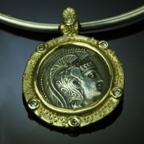 Athena, AR Tetradrachm, 14kt Gold Pendant