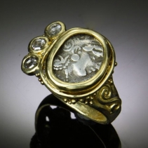 Athena, AR Hemidrachm in 14kt Gold Ring