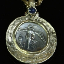 Athena Side, AR Tetradrachm, 14kt Gold Pendant, Reverse