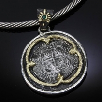 Shipwreck Capitana 8 Reale in Sterling Silver and 14kt Gold Pendant