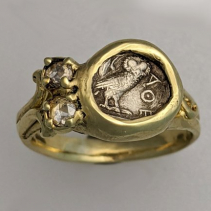 Owl, AR Obol, 14kt Gold Ring