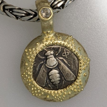 Bee, AR Drachm, 14kt Gold Pendant