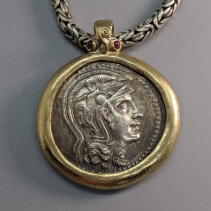 New Style Athena, AR Tetradrachm, 14kt Gold Pendant