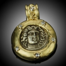 Larissa, AR Drachm, 14kt Gold Pendant