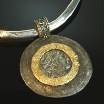 Antiochus VIII in Sterling Silver and 14kt Gold Pendant