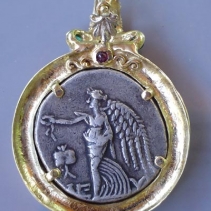Athena Pamphylia, AR Tetradrachm, 14kt Gold Pendant, Reverse Side