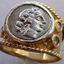 Dionysus, 14kt Wide Band with Diamonds