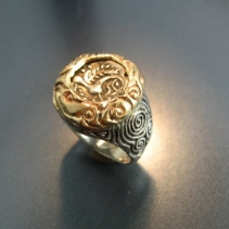 Celtic Horse Coin, SS/14kt Ring