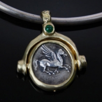 Pegasus, Ancient AR Stater, 14kt Gold Pendant