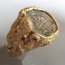 Spanish Coin, 14kt Octopus Ring