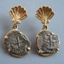 Shipwreck Coins, 14kt Earrings