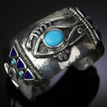 Eye of Horus Sterling Silver Cuff Bracelet