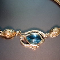 Blue Topaz, SS Eye of Horus, Scarab Necklace