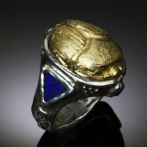 14kt Gold Scarab on Sterling Silver Ring