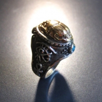 14kt Gold Scarab on Sterling Silver Egyptian Design Ring