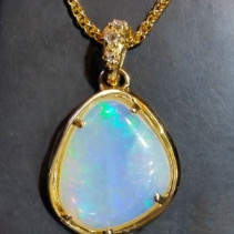 Fine Brazilian Opal 14kt Gold Pendant