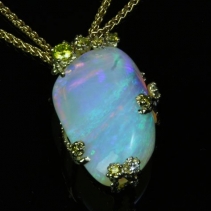 Fine Brazilian Opal, 14kt gold Pendant