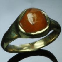 Spessartite Garnet Crystal in 14kt Gold Ring