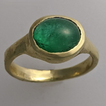 Emerald Cabochon, 14kt Gold Ring