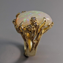 Brazilian Opal, 14kt Gold Ring with Diamonds
