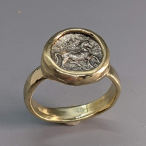 Pony, AR Trihemiobol 14kt Gold Ring