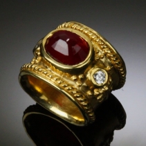 Ruby 18kt Gold Wide Band Ring