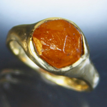 Spessartite Garnet Crystal 14kt Gold Ring