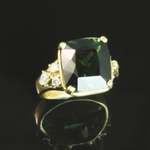 Dark Green Tourmaline 14kt Gold Ring