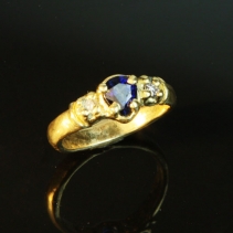 Sapphire and Pink Diamond 14kt Gold Ring