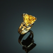 Carved Citrine, Diamond, 14kt Gold Ring/Pendant