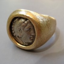 Alexander the Great, Ancient Coin, 14kt Gold Ring