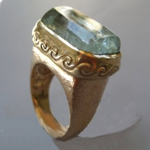 Aquamarine Crystal, 14kt Gold Ring