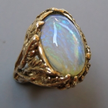 Andamooka Opal, 14kt Gold Ring, Leaves
