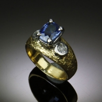 Ceylon Sapphire, Diamond, Platinum/14kt Gold Ring