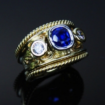 Fine Blue Sapphire, Platinum/14kt Gold Ring