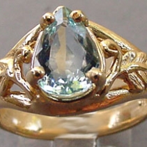 Aquamarine, 14kt Gold Ring, Leaves