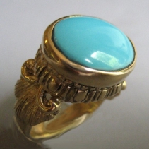 Sleeping Beauty Turquoise, 14kt Gold Egg and Dart Ring
