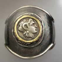 Alexander Lysimachus, AR Tetradrachm, Sterling Silver, 14kt Gold Cuff Bracelet