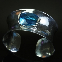 Blue Topaz in Sterling Silver Anticlastic Cuff Bracelet