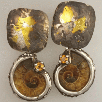 Ammonite Keum Boo Sterling Silver Earrings