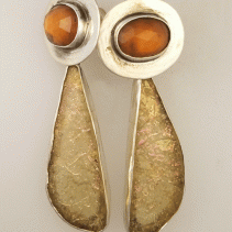 Bactrian Glass Spessartite Garnet Sterling Silver Earrings