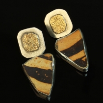 Pottery Shards in Sterling Silver and 14kt Gold Earrings